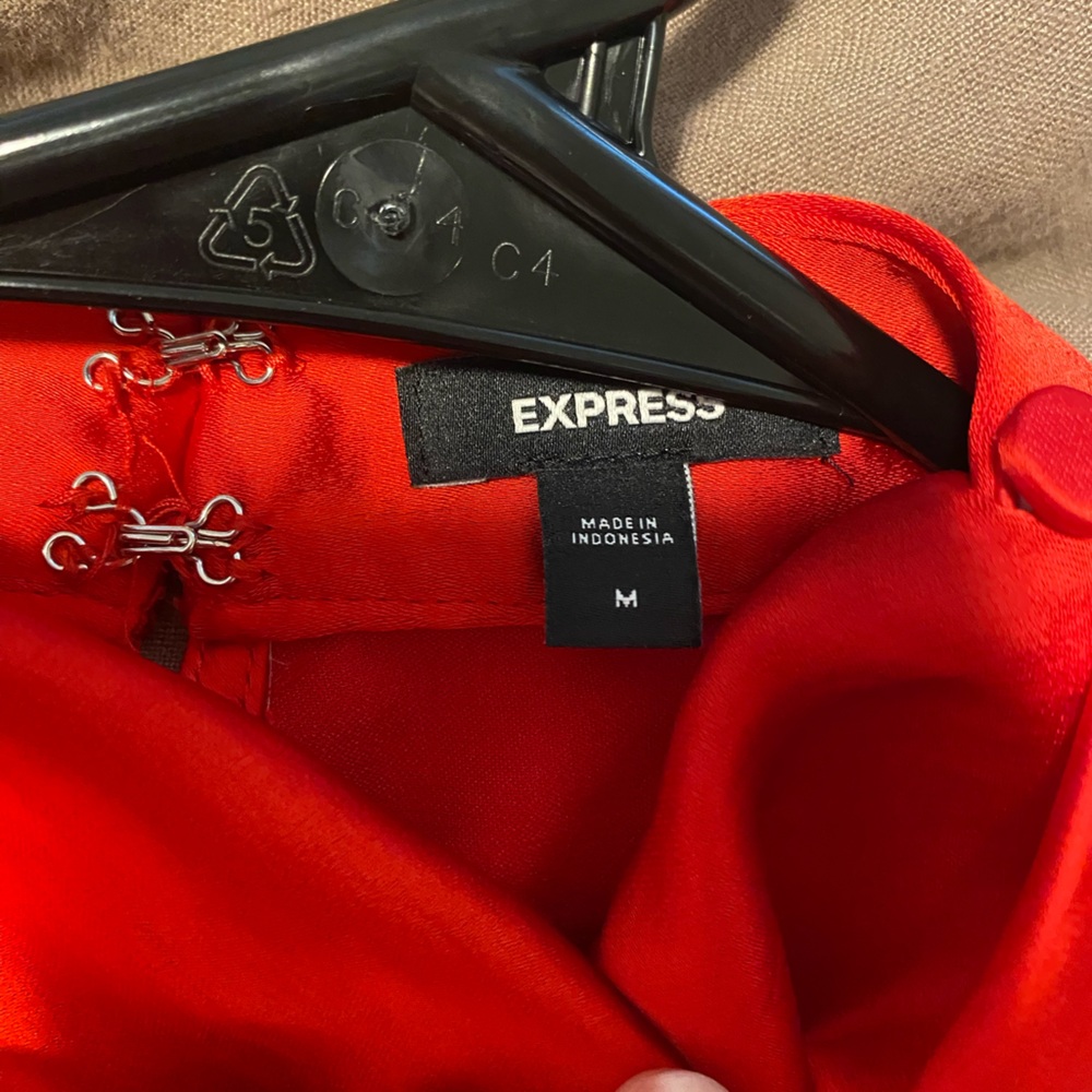 Express Red Satin Blouse - Picture 4 of 4